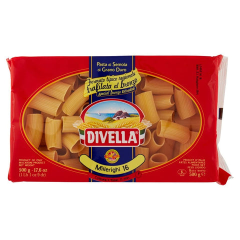 Italian Gourmet Nudeln & Pasta 12x Divella Millerighi N. 16 Hartweizengrieß Pasta Italienische Nudeln 500g Packung + Italian Gourmet Polpa di Pomodoro 400g Dose 8005121002164
