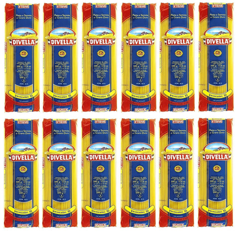 Italian Gourmet Nudeln & Pasta 12x Divella Vermicellini n°10 Hartweizengrieß Pasta Italienische Nudeln 500g Packung + Italian Gourmet Polpa di Pomodoro 400g Dose 8005121000108