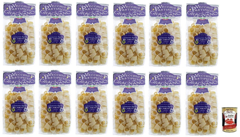 Italian Gourmet Nudeln & Pasta 12x Il Vecchio Pastificio di Gragnano Pasta Calamarata Rigata,Gragnano IGP-Nudeln aus Hartweizengrieß von höchster Qualität 500g + Italian Gourmet Polpa di Pomodoro 400g Dose 8033406260442