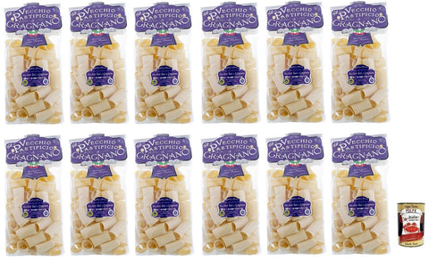 Italian Gourmet Nudeln & Pasta 12x Il Vecchio Pastificio di Gragnano Pasta Paccheri Lisci,Gragnano IGP-Nudeln aus Hartweizengrieß von höchster Qualität 500g + Italian Gourmet Polpa di Pomodoro 400g Dose 8033406260381