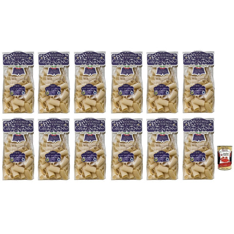 Il Vecchio Pastificio di Gragnano Pasta Paccheri Rigati Gragnano IGP Nudeln aus Hartweizengrieß von höchster Qualität 12x 500g italienisch Original