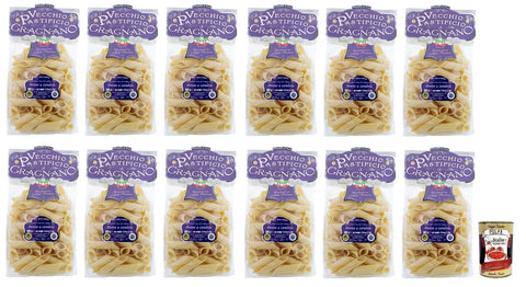 Italian Gourmet Nudeln & Pasta 12x Il Vecchio Pastificio di Gragnano Pasta Penne a Candela,Gragnano IGP-Nudeln aus Hartweizengrieß von höchster Qualität 500g + Italian Gourmet Polpa di Pomodoro 400g Dose 8033406260299