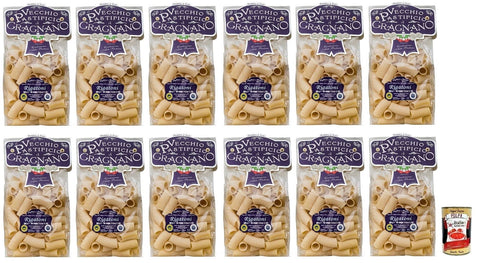 Italian Gourmet Nudeln & Pasta 12x Il Vecchio Pastificio di Gragnano Pasta Rigatoni,Gragnano IGP-Nudeln aus Hartweizengrieß von höchster Qualität 500g + Italian Gourmet Polpa di Pomodoro 400g Dose 8033406260725