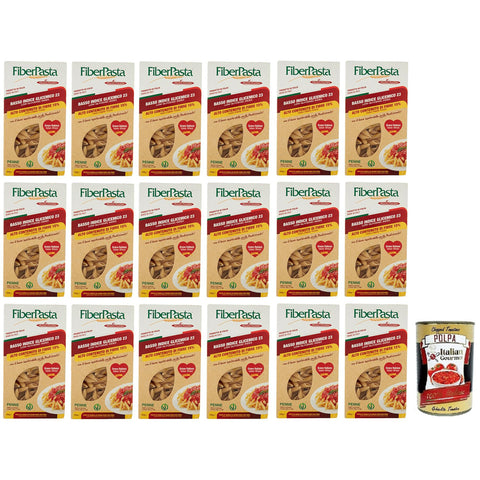 FiberPasta Penne Hartweizengrieß Pasta mit 15% Ballaststoffen niedriger glykämischer Index 100% Italienischer Weizen 250 g 18x italienisch Original + kostenlos