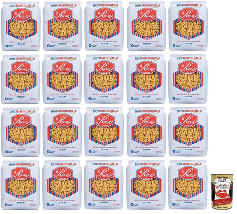 Italian Gourmet Nudeln & Pasta 20x Russo Ditalini N°112 Hartweizengrieß Pasta,100% Italienischer Weizen,500g-Packung + Italian Gourmet Polpa di Pomodoro 400g Dose 8000139922688