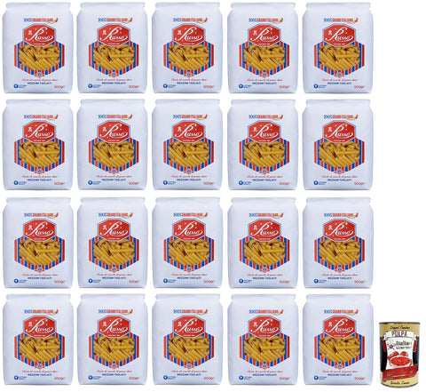 Italian Gourmet Nudeln & Pasta 20x Russo Mezzani Tagliati N°33 Hartweizengrieß Pasta,100% Italienischer Weizen,500g-Packung + Italian Gourmet Polpa di Pomodoro 400g Dose 8000139922664