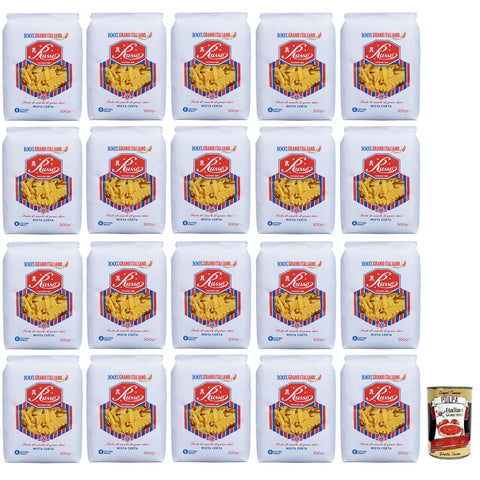 Russo Mista Corta N°51 Hartweizengrieß Pasta 100% Italienischer Weizen -Packung 500 g 20x italienisch Original + kostenlos Polpa di Pomodoro 400 g Dose