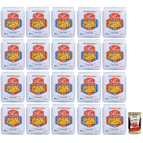 Russo Penne Medie N°46 Hartweizengrieß Pasta, 100% Italienischer Weizen, Packung 20x500g Original italienisch