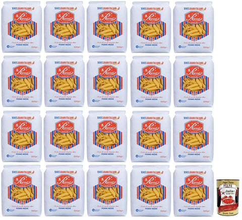 Italian Gourmet Nudeln & Pasta 20x Russo Penne Medie N°46 Hartweizengrieß Pasta,100% Italienischer Weizen,500g-Packung + Italian Gourmet Polpa di Pomodoro 400g Dose 8000139922503