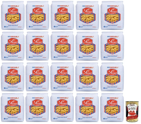 Italian Gourmet Nudeln & Pasta 20x Russo Penne Medie Rigate N°123 Hartweizengrieß Pasta,100% Italienischer Weizen,500g-Packung + Italian Gourmet Polpa di Pomodoro 400g Dose 8000139922749