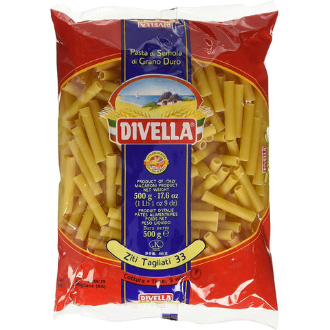 Divella Ziti Tagliati N. 33 Hartweizengrieß Pasta Italienische Nudeln Packung 24x500g Original italienisch