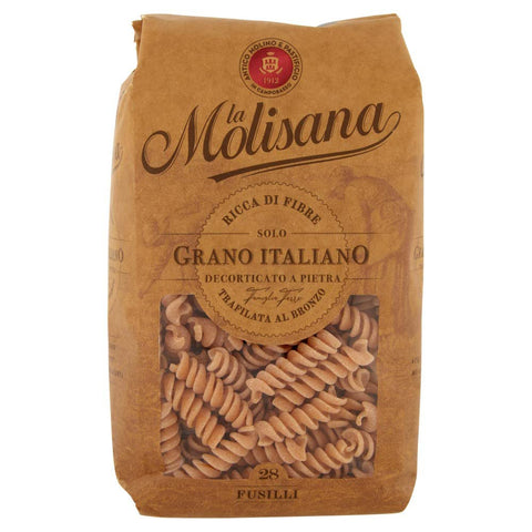 La Molisana Pasta Integrale Fusilli n°28 Vollkornnudeln Vollkornpasta 100% italienischer Weizen Bronzepaste Packung 500 g 3x italienisch Original + kostenlos Polpa