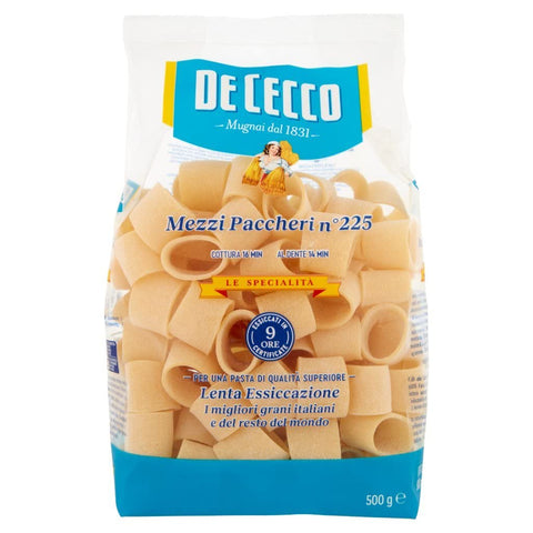 Italian Gourmet Nudeln & Pasta 4x Pasta De Cecco Le specialita' 100% Italienisch Paccheri rigati n. 225 Nudeln 500g + Italian Gourmet Polpa 400g 8001250122254