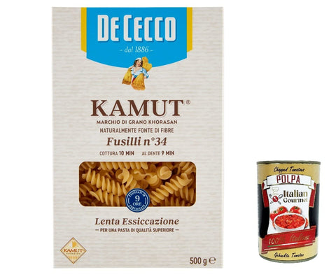 Italian Gourmet Nudeln & Pasta 5x De Cecco nudeln Pasta Fusilli N. 34 Kamut Marke von Khorasan-Weizen 500g + Italian Gourmet polpa 400g 8001250009777