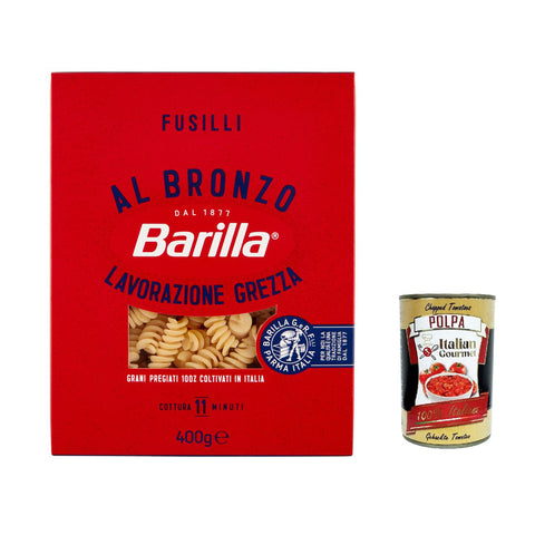 Fusilli al Bronzo Bronze Gezogene Pasta Rohe Verarbeitungsmethode 400 g 5x italienisch Original + kostenlos polpa 400 g