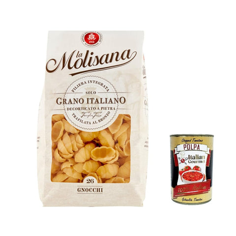 La Molisana Gnocchi N. 26 Pasta Lenta Lavorazione Teigwaren aus Hartweizengrieß Bronze-Zeichnung 500 g 5x italienisch Original + kostenlos Polpa 400 g
