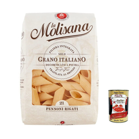 La Molisana Pennoni Rigati N. 21 Pasta Lenta Lavorazione Teigwaren aus Hartweizengrieß Bronze Zeichnung 500 g italienisch Original