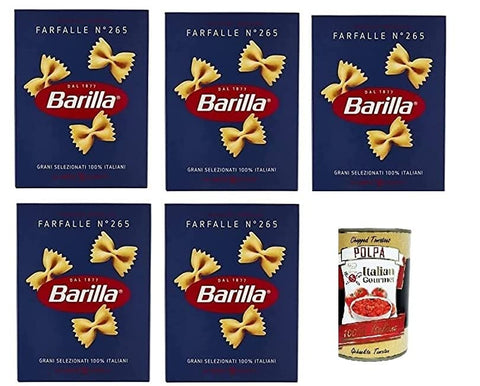 Italian Gourmet Nudeln & Pasta 5x Pasta Barilla Farfalle Nr. 265 italienisch Nudeln 500 g pack + Italian Gourmet polpa 400g 8076800000139