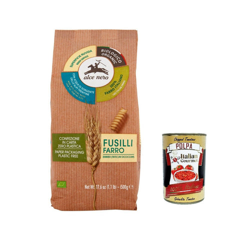 Alce Nero Fusilli al farro, 100%, Fusilli mit Emmer Wheat, Vollkorn 500 g Nudeln & Pasta italienisch Original