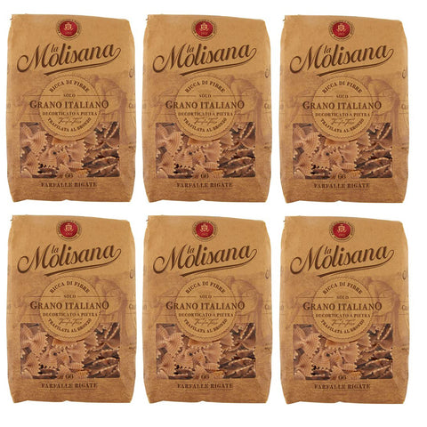 La Molisana Pasta Integrale Farfalle Rigate n°66 Vollkornnudeln Vollkornpasta,100% italienischer Weizen,Bronzepaste 500 g Packung italienisch Original