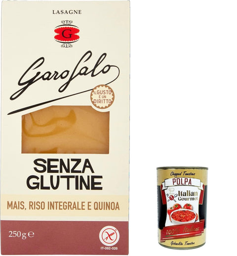 Italian Gourmet Nudeln & Pasta 6x Lasagna Pasta senza glutine 250g, gluten frei, lasagna gluten free mit Mais, voller Reis und Quinoa + Italian Gourmet polpa 400g 8000139937323