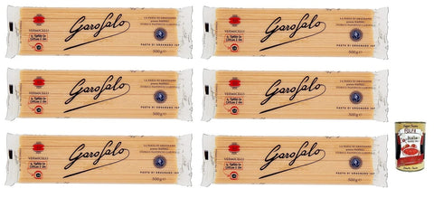 Italian Gourmet Nudeln & Pasta 6x Pasta di Gragnano Bronze Zeichnung Vermicelli N°10 Nudeln 500g + Italian Gourmet Polpa di Pomodoro 400g Dose 8032804040014