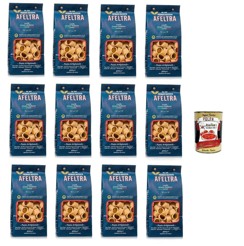 Italian Gourmet Nudeln & Pasta Afeltra Calamari 100% Grano Italiano 500g,Gragnano IGP - Nudeln aus Hartweizengrieß von höchster Qualität 12x 500g + Italian Gourmet Polpa di Pomodoro 400g Dose 8032804040014