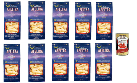 Italian Gourmet Nudeln & Pasta Afeltra Conchiglione 100% Grano Italiano 500g,Gragnano IGP - Nudeln aus Hartweizengrieß von höchster Qualität 10x 500g + Italian Gourmet Polpa di Pomodoro 400g Dose 8032804040014
