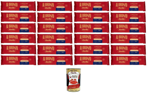Italian Gourmet Nudeln & Pasta Al Bronzo Pasta Linguine Bronze Gezogene Pasta Rohe Verarbeitungsmethode 24 500gr + Italian Gourmet polpa 400g 8032804040014