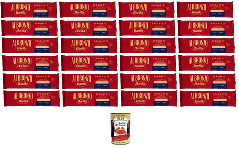 Italian Gourmet Nudeln & Pasta Al Bronzo Pasta Spaghetti Bronze Gezogene Pasta Rohe Verarbeitungsmethode 24x 500gr + Italian Gourmet polpa 400g 8032804040014