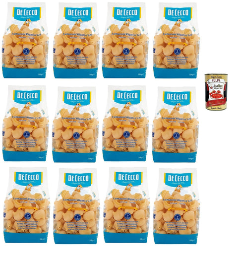 Italian Gourmet Nudeln & Pasta De Cecco Le Specialità Lumaconi Rigati N°123, 100% Italienisch Pasta Nudeln 12x 500g + Italian Gourmet Polpa 400g 8032804040014
