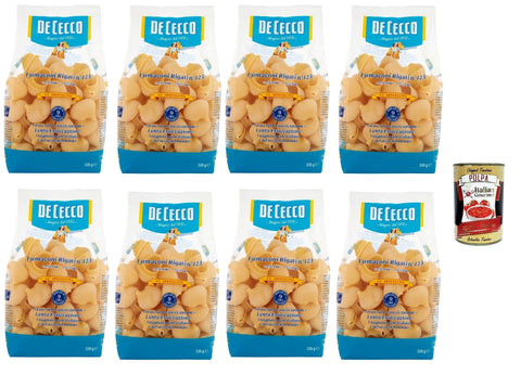 Italian Gourmet Nudeln & Pasta De Cecco Le Specialità Lumaconi Rigati N°123, 100% Italienisch Pasta Nudeln 8x 500g + Italian Gourmet Polpa 400g 8032804040014