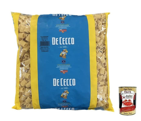 Italian Gourmet Nudeln & Pasta De Cecco Mezzi Rigatoni Pasta di Semola di Grano Duro Nudeln aus Hartweizengrieß 3Kg Packung + Italian Gourmet Polpa di Pomodoro 400g Dose 8001250180261