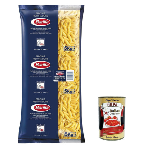 Pasta Mezze Penne rigate Ristorante Nr. 70 italienisch Nudeln pack 5 kg italienisch Original + kostenlos polpa