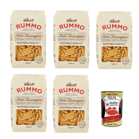 Rummo Maccheroncelli N° 7 Pasta Lenta Lavorazione Teigwaren aus Hartweizengrieß Bronze Zeichnung 5x 500 g italienisch Original