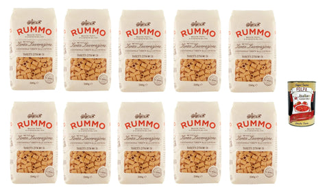 Italian Gourmet Nudeln & Pasta Rummo Tubetti zita n° 31 Pasta Lenta Lavorazione Teigwaren aus Hartweizengrieß Bronze-Zeichnung 10x 500g + Italian Gourmet polpa 400g 8032804040014