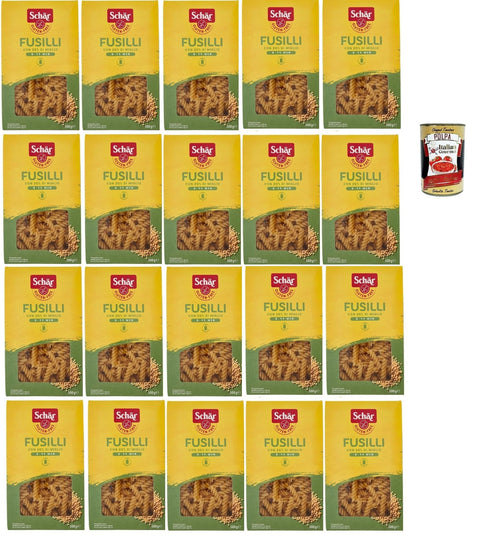 Italian Gourmet Nudeln & Pasta SCHÄR Senza Glutine Fusilli, Glutenfrei Pasta mit 20% Hirse, gluten free pasta, 20x 500g + Italian Gourmet polpa 400g 8032804040014