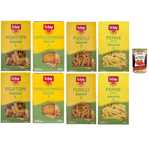 Schär Senza Glutine Testpaket Glutenfrei Pasta mit 20% Hirse, gluten free pasta, 8x 500 g Nudeln & Pasta italienisch Original