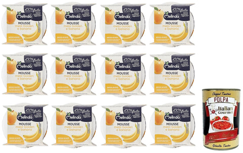 Italian Gourmet Obst 12x Melinda Mousse Mela Golden e Banana,100% Natürliches Fruchtpüree,Goldenes Apfel-Bananen-Mousse ( 2 x 100g ) + Italian Gourmet Polpa di Pomodoro 400g Dose 8007049920131