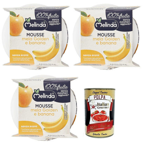 Melinda Mousse Mela Golden e Banana, 100% Natürliches Fruchtpüree, Goldenes Apfel Bananen Mousse 2x100g Original italienisch Obst