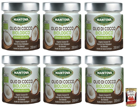 Mantova Fratelli Olio Di Cocco Biologico,Bio Kokosöl,100% Natürlich,200 ml Glas Öl, Essig & Dressings italienisch Original
