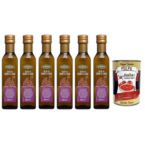 Mantova Fratelli Olio Semi di Lino Leinsamenöl, Leinöl, Reich an Omega 3, Glas 6x250ml Original italienisch Öl, Essig & Dressings