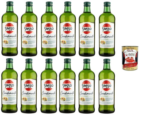 Italian Gourmet Öl Sasso Condimento Ideale per Condire e Cucinare Gewürz, ideal zum Würzen und Kochen, 12x1lt+ Italian Gourmet polpa 400g 8032804040014