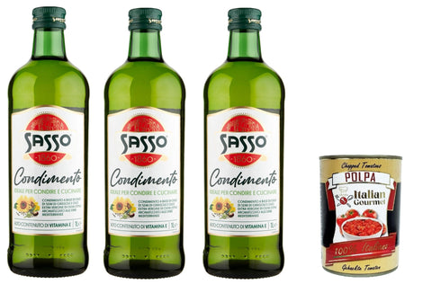 Sasso Condimento Ideale per Condire e Cucinare Gewürz, ideal zum Würzen und Kochen, 3x1 lt Öl italienisch Original