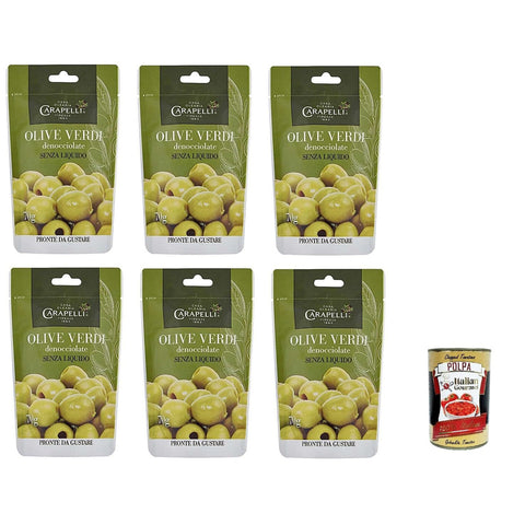 Carapelli Olive Entkernte grüne Oliven 6x70g Original italienisch Feinkost