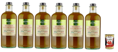 Carapelli Rustico Non Filtrato, 100% Italienisches Natives Olivenöl Extra, Ungefiltert, 6 x 1 Liter italienisch Original