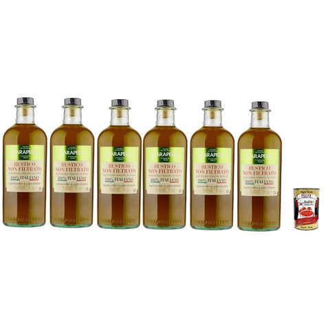 Carapelli Rustico Non Filtrato, 100% Italienisches Natives Olivenöl Extra, Ungefiltert, 6 x 1 Liter italienisch Original