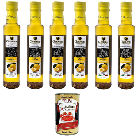 Clemente Olio Extra Vergine D'Oliva Aromatizzato Limone Extra natives Olivenöl mit Zitronengeschmack 6x250 ml italienisch Original + kostenlos polpa 400 g