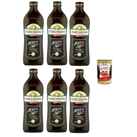 Farchioni Extra Vergines Olivenöl 100% Italiano, 1 Liter, 6 Flaschen italienisch Original