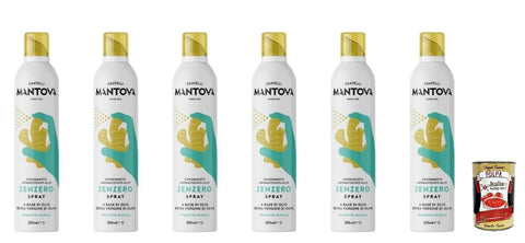 Mantova Zenzero Spray Extra Natives Olivenöl Gewürzspray x 6 Flaschen Italienisches Produkt 200 ml italienisch Original Pastasauce + gratis polpa 400 g